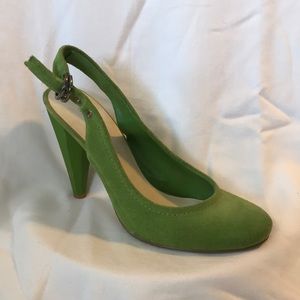 Nine West Suede Green Epic Slingbacks